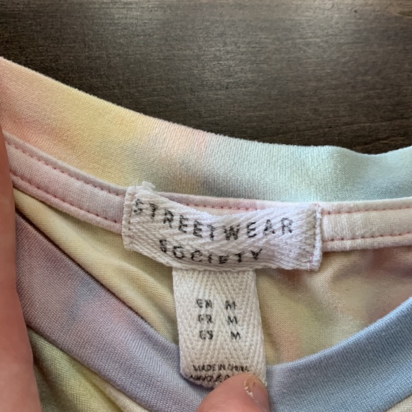 Good Vibes Rainbow Tshirt with Side Ruching - Picture 3 of 4